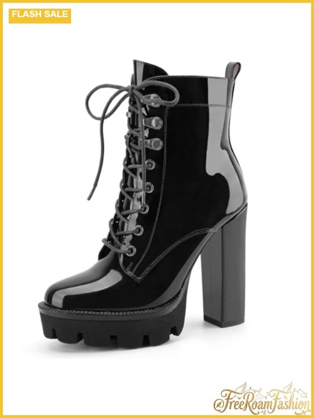 Women's Platform Ankle Boots Chunky Heel Lace Up Combat Booties
